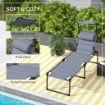 SET 2 LETTINI PRENDISOLE RECLINABILI AD ALTEZZA REGOLABILE 70X201.5X45 CM NERO GRIGIO