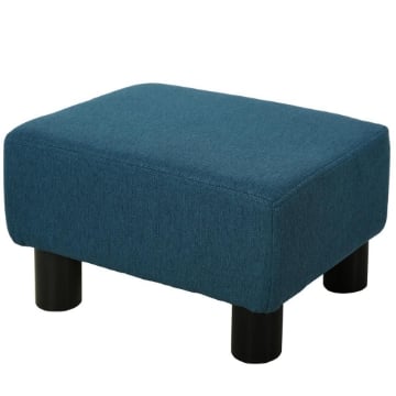 POUF POGGIAPIEDI IMBOTTITO E RETTANGOLARE IN POLIESTERE E PLASTICA 40X30X24 CM BLU SCURO