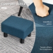 POUF POGGIAPIEDI IMBOTTITO E RETTANGOLARE IN POLIESTERE E PLASTICA 40X30X24 CM BLU SCURO