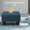 POUF POGGIAPIEDI IMBOTTITO E RETTANGOLARE IN POLIESTERE E PLASTICA 40X30X24 CM BLU SCURO