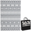 TAPPETO DA ESTERNO REVERSIBILE CON MOTIVO GEOMETRICO E BORSA INCLUSA 182X274 CM GRIGIO E BIANCO