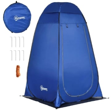TENDA DOCCIA DA CAMPEGGIO E SPIAGGIA CON PORTA A CERNIERA E BORSA DI TRASPORTO 126X124X189 CM BLU SCURO