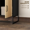 CREDENZA MODERNA CON 3 ARMADIETTI E 2 CASSETTI IN TRUCIOLATO E ACCIAIO 80X35X88 CM NERO E COLOR LEGNO
