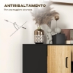 CREDENZA MODERNA CON 3 ARMADIETTI E 2 CASSETTI IN TRUCIOLATO E ACCIAIO 80X35X88 CM NERO E COLOR LEGNO