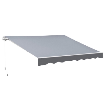 TENDA DA SOLE DA ESTERNO AVVOLGIBILE MANUALMENTE IN ALLUMINIO E POLIESTERE 2.5X2 M GRIGIO E BIANCO