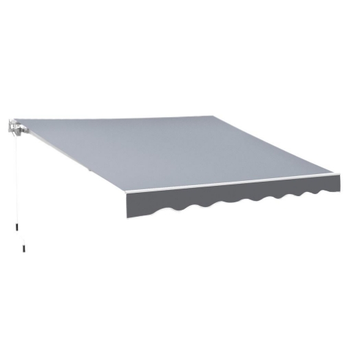 TENDA DA SOLE DA ESTERNO AVVOLGIBILE MANUALMENTE IN ALLUMINIO E POLIESTERE 2.5X2 M GRIGIO E BIANCO