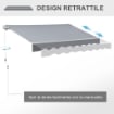 TENDA DA SOLE DA ESTERNO AVVOLGIBILE MANUALMENTE IN ALLUMINIO E POLIESTERE 2.5X2 M GRIGIO E BIANCO