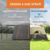 TENDA DA CAMPEGGIO PER 4-6 PERSONE CON 2 STANZE E VERANDA IMPERMEABILE E UPF 30+ BORSA DI TRASPORTO GRIGIO