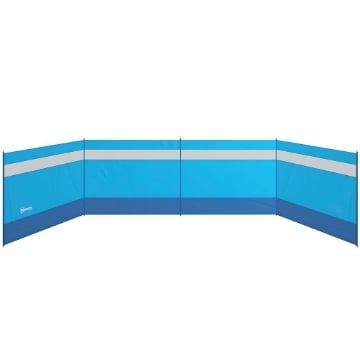 PARAVENTO DA SPIAGGIA PIEGHEVOLE FRANGIVISTA IN POLIESTERE CON BARRE IN ACCIAIO 725X140 CM AZZURRO