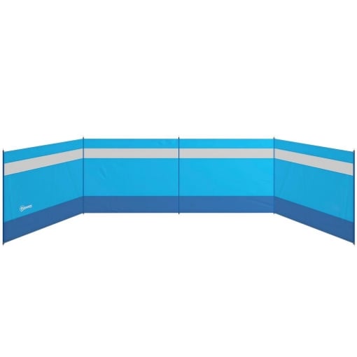 PARAVENTO DA SPIAGGIA PIEGHEVOLE FRANGIVISTA IN POLIESTERE CON BARRE IN ACCIAIO 725X140 CM AZZURRO