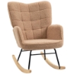 POLTRONA A DONDOLO IMBOTTITA IN LEGNO E ACCIAIO CON RIVESTIMENTO BOUCLÚ 71X98X101 CM MARRONE