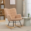 POLTRONA A DONDOLO IMBOTTITA IN LEGNO E ACCIAIO CON RIVESTIMENTO BOUCLÚ 71X98X101 CM MARRONE