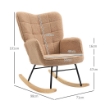 POLTRONA A DONDOLO IMBOTTITA IN LEGNO E ACCIAIO CON RIVESTIMENTO BOUCLÚ 71X98X101 CM MARRONE
