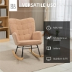 POLTRONA A DONDOLO IMBOTTITA IN LEGNO E ACCIAIO CON RIVESTIMENTO BOUCLÚ 71X98X101 CM MARRONE