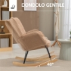 POLTRONA A DONDOLO IMBOTTITA IN LEGNO E ACCIAIO CON RIVESTIMENTO BOUCLÚ 71X98X101 CM MARRONE