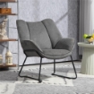 POLTRONA D'ARREDO CON BRACCIOLI INCLINATI IN TESSUTO EFFETTO LINO E ACCIAIO 71.5X67X79 CM GRIGIO
