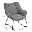 POLTRONA D'ARREDO CON BRACCIOLI INCLINATI IN TESSUTO EFFETTO LINO E ACCIAIO 71.5X67X79 CM GRIGIO
