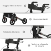 DEAMBULATORE PIEGHEVOLE IN ALLUMINO AD ALTEZZA REGOLABILE CON BORSA 67X65X79.5-94 CM NERO E ARGENTO