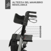 DEAMBULATORE PIEGHEVOLE IN ALLUMINO AD ALTEZZA REGOLABILE CON BORSA 67X65X79.5-94 CM NERO E ARGENTO