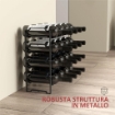 PORTABOTTIGLIE A 4 LIVELLI A ONDA IMPILABILI PER 16 BOTTIGLIE IN METALLO 42.5X16.5X41 CM NERO