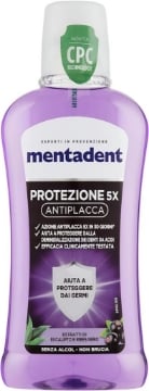 MENTADENT COLLUTORIO PROTEZIONE 5X ANTIPLACCA CON CPC PER UNA PROTEZIONE ANTIBATTERICA PER LA BOCCA 6 X 400 ML OKX