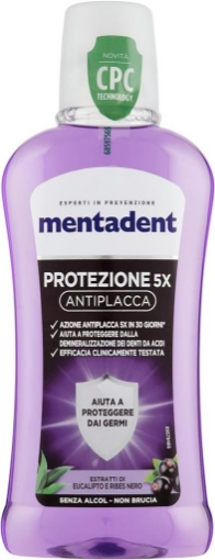 MENTADENT COLLUTORIO PROTEZIONE 5X ANTIPLACCA CON CPC PER UNA PROTEZIONE ANTIBATTERICA PER LA BOCCA 6 X 400 ML OKX