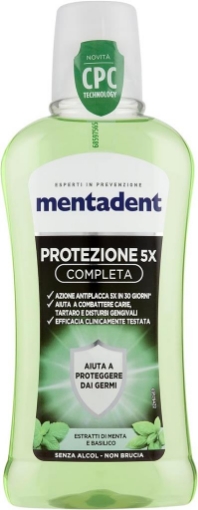 MENTADENT COLLUTORIO PROTEZIONE 5X COMPLETA CON CPC CONTRO I PRINCIPALI DISTURBI ORALI DA 400 ML