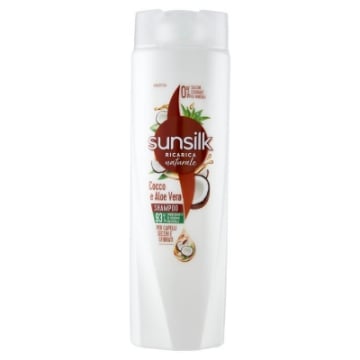 SUNSILK SHAMPOO COCCO E ALOE VERA PER CAPELLI SECCHI E SFRIBRATI 0% SILICONE COLORANTI OLI MINERALI 250 ML OKX