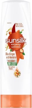 SUNSILK BALSAMO OLIO D'ARGAN E DI MANDORLE PER CAPELLI FRAGILI 0% SILICONI COLORANTI OLI MINERALI 250 ML OKX