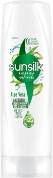 SUNSILK BALSAMO CON ALOE VERA PER TUTTI I TIPI DI CAPELLI 0% SILICONI COLORANTI OLI MINERALI  98% INGREDIENTI DI ORIGINE NATURALE 250 ML OKX