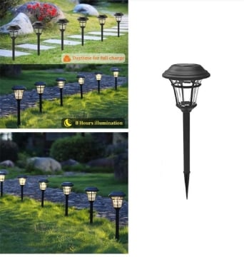 HIG TECH FARETTI SEGNAPASSI A RICARICA SOLARE CON LED DIAMETRO 9X34H CM INSERIMENTO NEL TERRENO DURATA 8 ORE COLORE NERO OKX