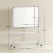 LAVAGNA MAGNETICA BIANCA A 2 FACCE CON ACCESSORI E 4 RUOTE IN ALLUMINIO E ACCIAIO 127X50X165 CM