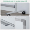 LAVAGNA MAGNETICA BIANCA A 2 FACCE CON ACCESSORI E 4 RUOTE IN ALLUMINIO E ACCIAIO 127X50X165 CM