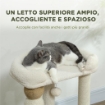 TORRE PER GATTI CON LETTINO PIATTAFORMA E PALLINA GIOCATTOLO IN LEGNO PELUCHE E IUTA 48.5X40X76 CM BEIGE