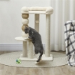 TORRE PER GATTI CON LETTINO PIATTAFORMA E PALLINA GIOCATTOLO IN LEGNO PELUCHE E IUTA 48.5X40X76 CM BEIGE