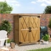 ARMADIO DA GIARDINO PORTA ATTREZZI IN LEGNO CON 2 ANTE E 4 SCAFFALI PIANO IN LAMIERA 75X40X90 CM