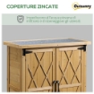 ARMADIO DA GIARDINO PORTA ATTREZZI IN LEGNO CON 2 ANTE E 4 SCAFFALI PIANO IN LAMIERA 75X40X90 CM