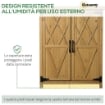 ARMADIO DA GIARDINO PORTA ATTREZZI IN LEGNO CON 2 ANTE E 4 SCAFFALI PIANO IN LAMIERA 75X40X90 CM