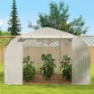 SERRA A TUNNEL PER GIARDINO CON 6 FINESTRE E PORTA A RULLO IN ACCIAIO E PE 3.5X3X2 M BIANCO