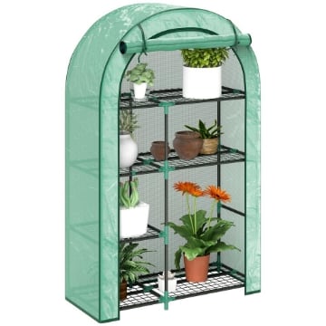SERRA A PARETE A 4 LIVELLI CON PORTA A CERNIERA IN ACCIAIO E PE 100X45X160 CM VERDE