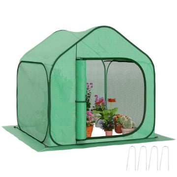 SERRA A CASETTA PIEGHEVOLE CON INGRESSO A CERNIERA IN ACCIAIO E PE 150X148X148 CM VERDE