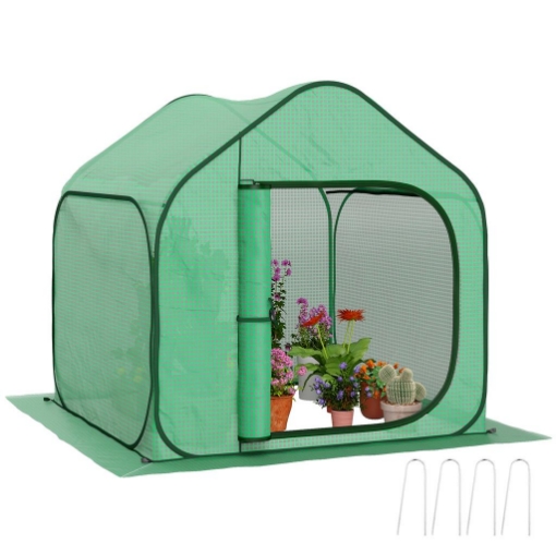 SERRA A CASETTA PIEGHEVOLE CON INGRESSO A CERNIERA IN ACCIAIO E PE 150X148X148 CM VERDE