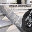RAMPA DI CARICO PIEGHEVOLE E ANTISCIVOLO PER MOTO CON CINGHIA DI SICUREZZA ACCIAIO ARGENTO