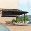 OMBRELLONE DA GIARDINO A BRACCIO 3.6X3.9 M GIREVOLE A 360° E INCLINABILE APERTURA A MANOVELLA GRIGIO
