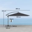OMBRELLONE DA GIARDINO A BRACCIO 3.6X3.9 M GIREVOLE A 360° E INCLINABILE APERTURA A MANOVELLA GRIGIO