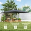 OMBRELLONE DA GIARDINO A BRACCIO 3.6X3.9 M GIREVOLE A 360° E INCLINABILE APERTURA A MANOVELLA GRIGIO