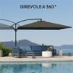 OMBRELLONE DA GIARDINO A BRACCIO 3.6X3.9 M GIREVOLE A 360° E INCLINABILE APERTURA A MANOVELLA GRIGIO