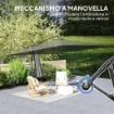 OMBRELLONE DA GIARDINO A BRACCIO 3.6X3.9 M GIREVOLE A 360° E INCLINABILE APERTURA A MANOVELLA GRIGIO