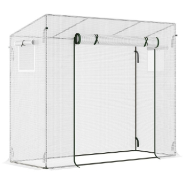SERRA DA GIARDINO CON PORTA AVVOLGIBILE E BORDI ESTESI IN ACCIAIO E PE 200X76X168 CM BIANCO