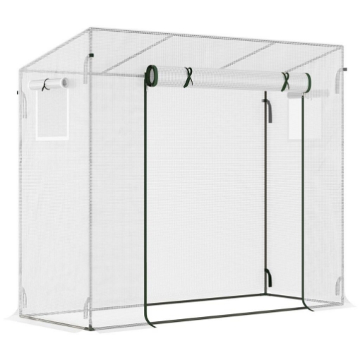 SERRA DA GIARDINO CON PORTA AVVOLGIBILE E BORDI ESTESI IN ACCIAIO E PE 200X76X168 CM BIANCO